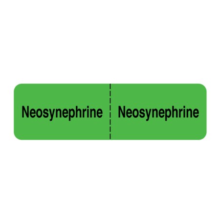 Nevs IV Drug Line Label-Neosynephrine/Neosynephrine 7/8"x3" Flr Green w/Blk N-2460